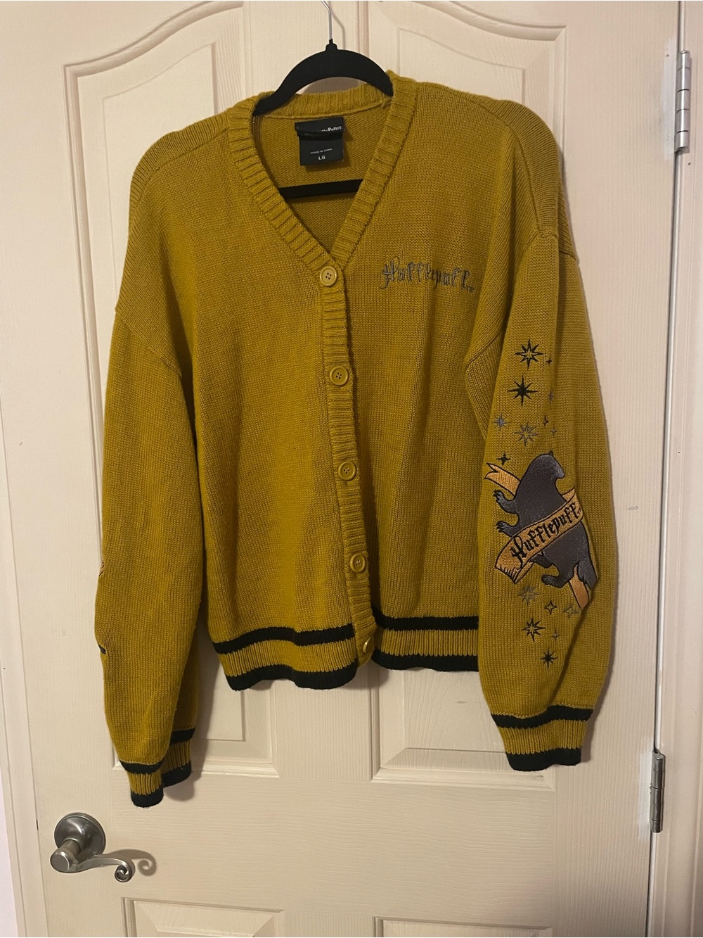 Warner Bros. Hufflepuff Mustard Cardigan with Black Trim